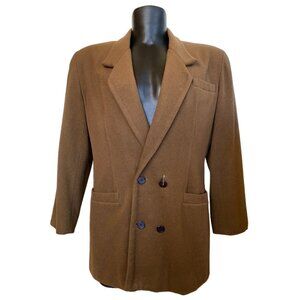 Anne Pinkerton Womens Medium Brown Wool Cashmere Blazer Jacket With Satin Lining